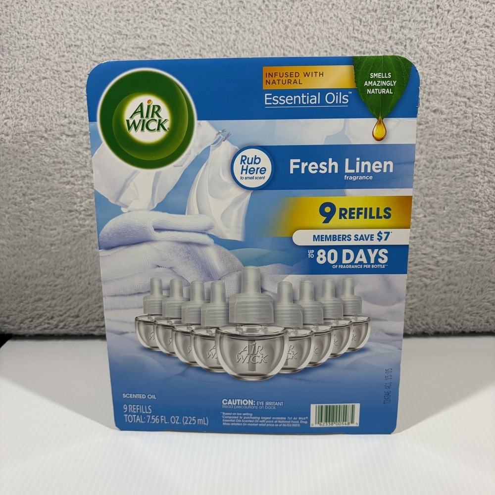 Air Wick Refills Fresh Linen Essential Oils 9 Pack - NEW